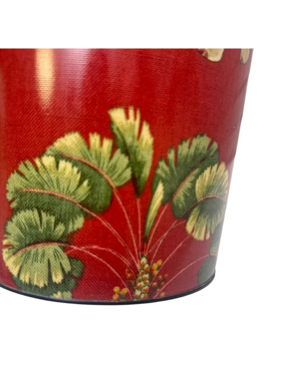Luxury Wastebasket Red Elephant and Palms Scallop Top 10